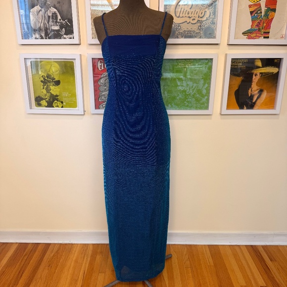 Y2K Blue Missoni Pattern Shimmer Maxi Dress - Picture 1 of 10